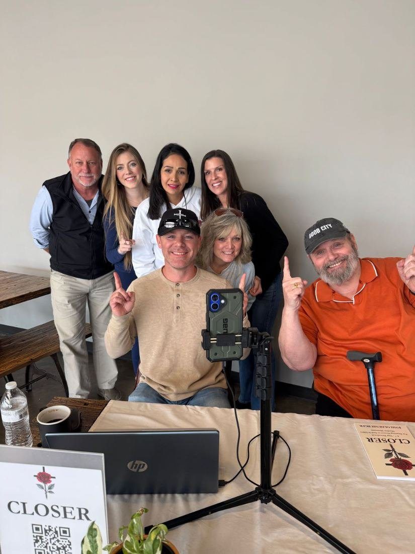 The team recording together